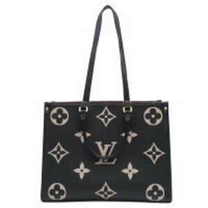 Louis Vuitton Bag Leather Black Empreinte the Monogram Tote Beige On Go